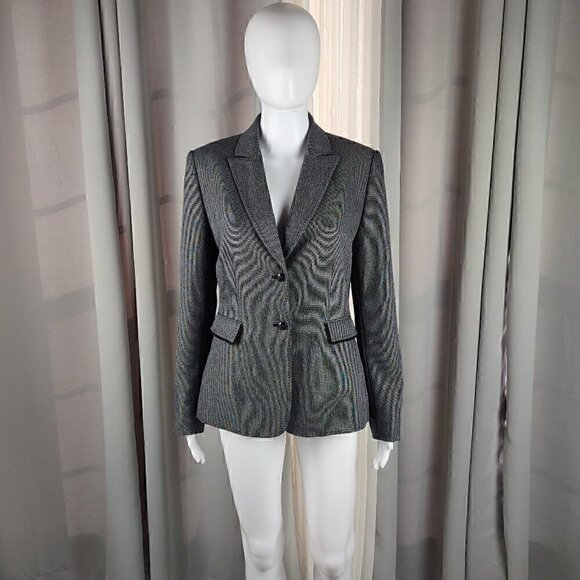 Tahari Arthur S. Levine Gray Stitch Design 2 Button Blazer, Jacket Size 6 - Picture 1 of 10